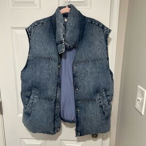 Elan Blue Denim Vest with Pink Accents